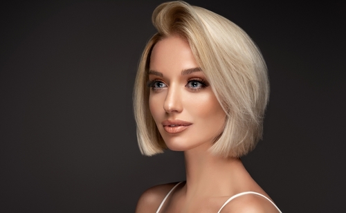 Beautiful,Model,Girl,With,Short,Hair,.beauty,Smiling,Blonde,Woman